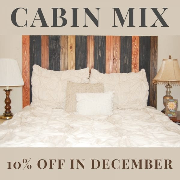Photo of our cabin mix barn walls headboard. 10% off in December