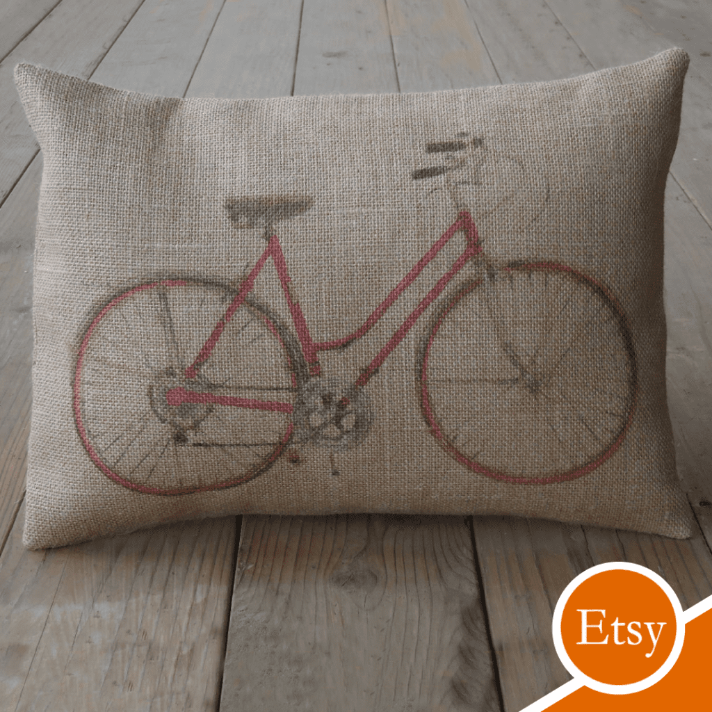 Vintage bicycle pillow